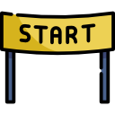 Banda de inicio de carrera con la palabra 