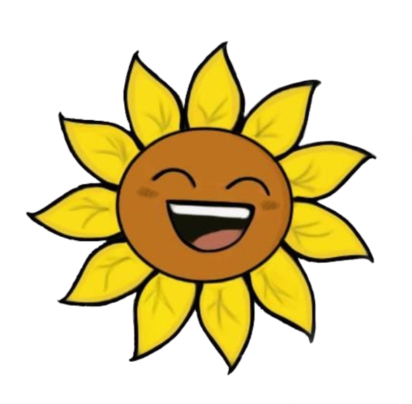 Logotipo de la empresa Girasol Cursos: un girasol amarillo sonriente y feliz, asociado a clases inglés